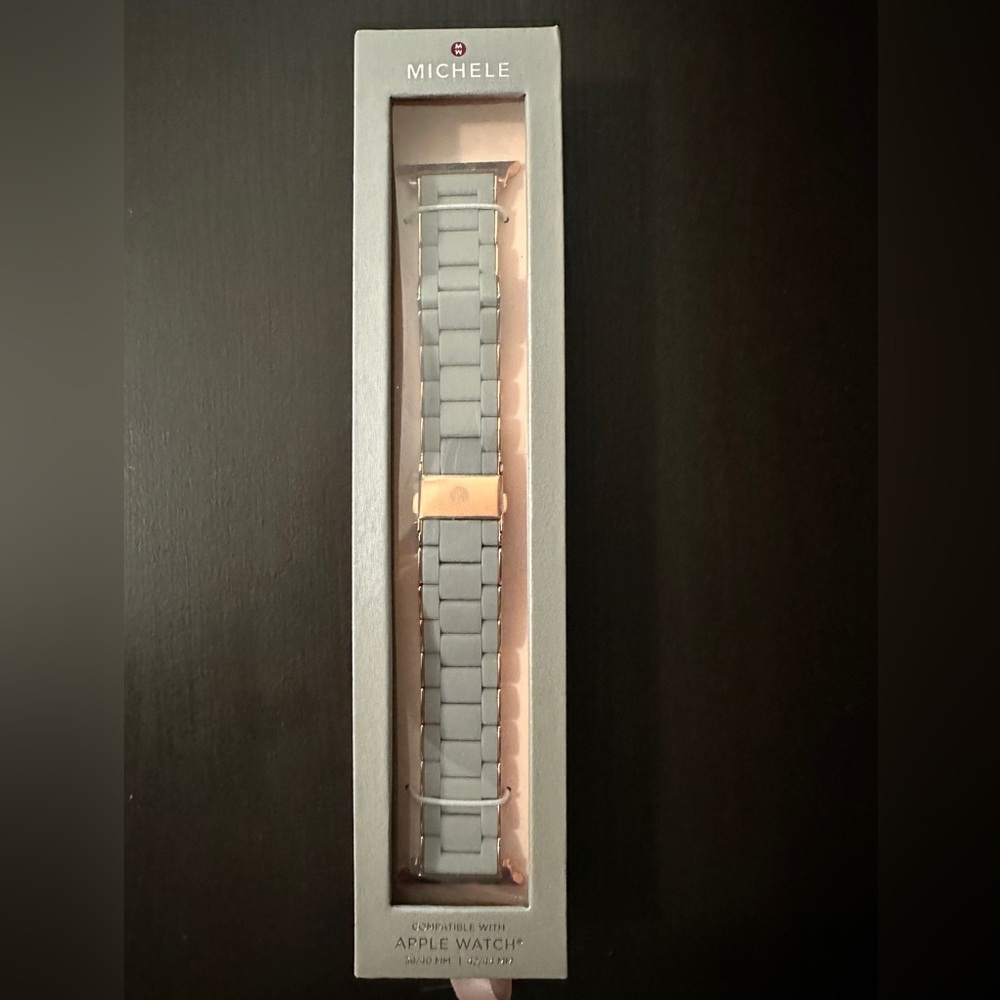 Michele Apple Watch band in rose gold/ gray silicone